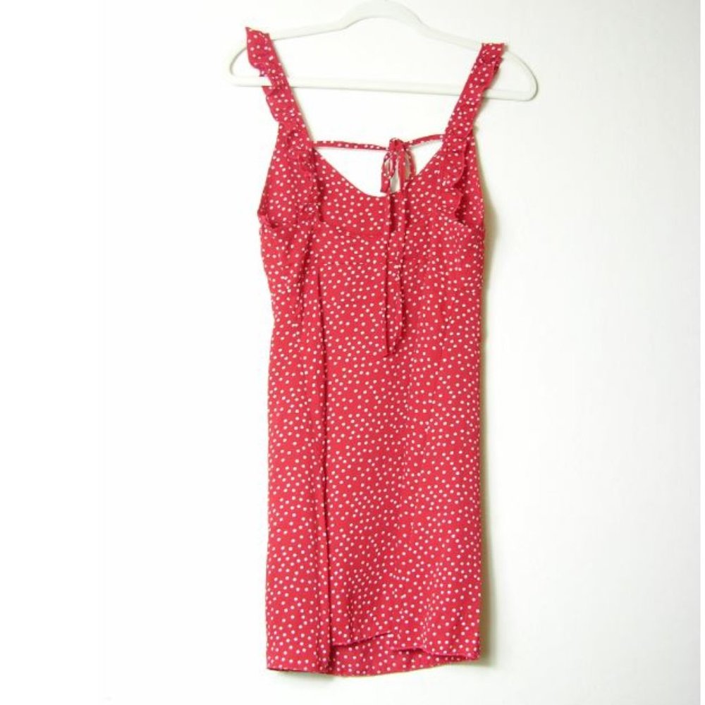 RESTOCKED Red & White Polka Dot Chiffon Mini Dress - Picture 5 of 8